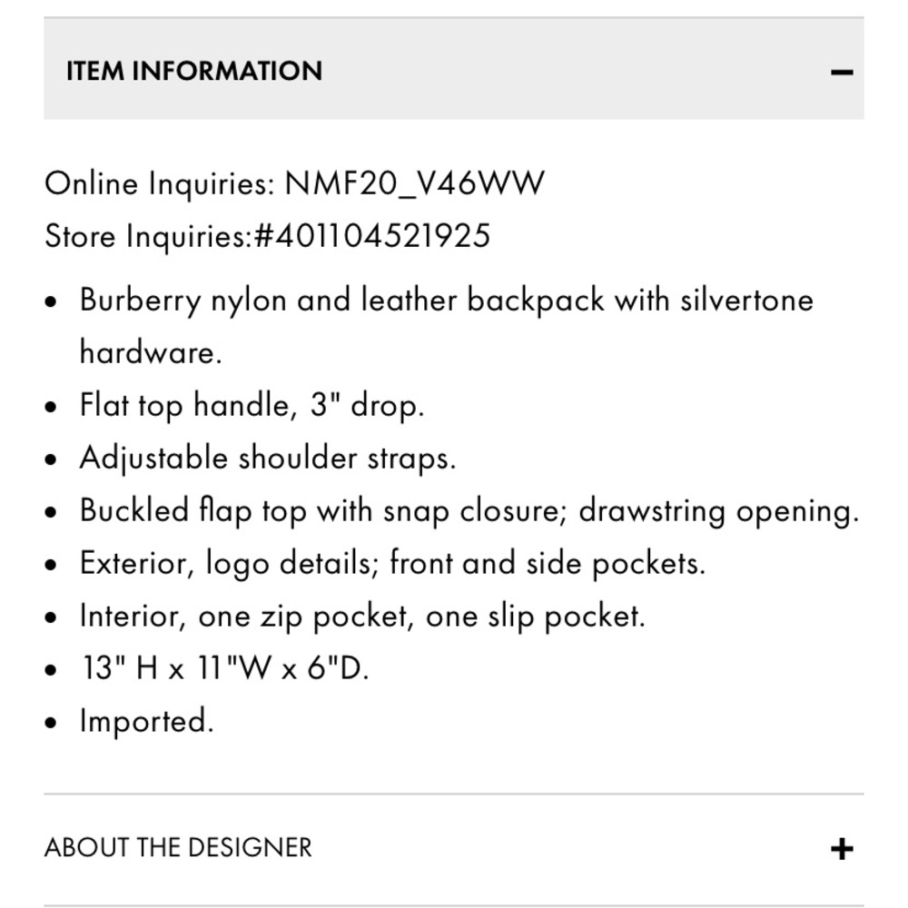 Burberry Nylon Medium Drawstring Backpack - image 2